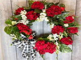 Red Geranium Wreath Spring Summer Front Door Red Geranium Summer Wreath Home Decor V1192-AZ-W-27943