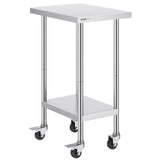 Stainless Steel Work Table 24 x 18 x 38 Inch, with 4 Wheels, 3 Adjustable Height Levels, Heavy Duty V952-CFBXGGZTLCDJ3QDV2V0