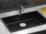 Cefito Kitchen Sink 70x45cm Granite Stone Sink Single Bowl Black SINK-STONE-A-7045-BK
