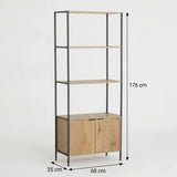 CARLA HOME Bookcase with Cabinet - 3 - Tier Display Shelf - Brown - Storage Cabinet V178-36469