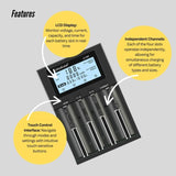 LiitoKala Lii-M4 Smart Battery Charger LCD - 4-Slot USB for 18650 AA AAA Li-ion V238-SUPDZ-41167153594448