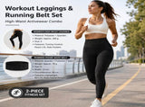 Comfortable Outdoor Sports Set-Black S Size Running Waist Belt and Black S Size High-Waisted Yoga V888-ELOSUNG53756