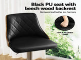 Artiss 2X Bar Stool Wood Swivel Adjustable Kitchen Counter Stool Leather Black BA-TW-T4061-BKX2