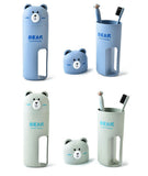 3 set Wheat Stalk Cartoon Bear Toothbrush Toothpaste Case Box, Travel Tooth Brush Cup, Travel V1192-AZ-W-14647