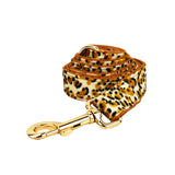 S Luxury 5 Piece Dog Harness and Collar Set Leopard Print with Leash Bow Tie & Waste Bag Holder Gold V888-ELOSUNG38963
