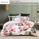 Bianca Eliana White Floral Printed Cotton Sateen Quilt Cover Set Queen V442-BCA-QUILTCS-ELIANA-WHITE-QS