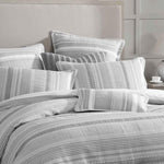 Private Collection Sinclair Silver Self Flanged Striped Quilt Cover Set Queen V442-LED-QUILTCS-SINCLAIR-SILVER-QS