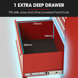 BULLET Pro 7 Drawer Tool Box Cabinet Trolley Storage, Toolbox Garage Organiser Set, Red V219-TOLCABBU17RA