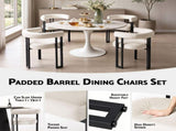 Artiss Dining Chairs Set of 2 Velvet Upholstered Barrel Chairs with Curved Armrests & Back Beige UPHO-C-DIN-2553-BGX2