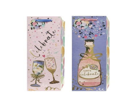 bulk 24 Celebration Sips For Female Bottle Gift Bag Assort 12x36cm V637-WRP38610