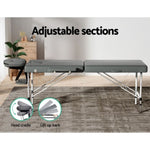 Zenses Massage Table 55cm Portable 2 Fold Aluminium Beauty Bed Grey MT-ALUM-2FOLD-GR-55