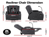 Artiss Power Lift Recliner Chair Massage and Heat for Elderly, Electric Sofa Reclining Chair RECLINER-A5-UB-PU-BK-AB