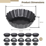 16PCS Mini Removable Bottom Tart Pans, 3" Nonstick Carbon Steel Fluted Cake Molds, Flower Shape Mini V1369-AZ3-W-08634