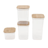 Food Storage Jars Plastic Airtight Containers with Bambusoideae Lids Kitchen Square Clear Canisters V1294-YM0901-3118250039811