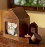 Pet Urn Nostalgia Passing Away Dog Cat Cabin Urn with Photo Frame Pet Coffin - Brown - Size Large V1107-136-08162-BRN-LARGEHOUSE