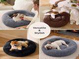 Calming Donut Cat Bed - Fluffy Plush Round Pet Bed, Suitable for Indoor Cats and Small Dogs, V1106-HYSC002