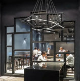 BAMDECOR AD2582/4 Modern LED Chandelier, Hexagonal Rings Ceiling Lighting Contemporary Chandeliers V255-BAM-AD2582-4-46810-BLK