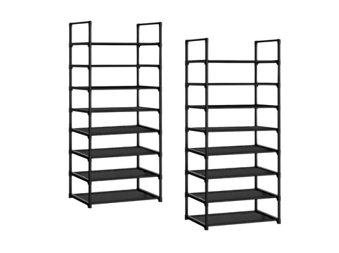 SOGA 2X 8 Tier Shoe Storage Shelf Space-Saving Caddy Rack Organiser with Handle RACK0007X2