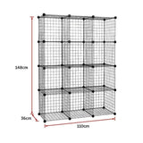 12 Cube Wire Grid Organiser Bookcase Storage Cabinet Wardrobe Closet Black V63-827861