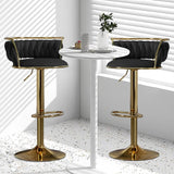 SERENIT Golden Swivel Upholstered Velvet Adjustable Height Counter Stool with Metal Frame Black V255-SE-GP2312R-BLACK