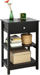 Black Bedside Table with 1 Drawer and 2 Shelves V178-84973