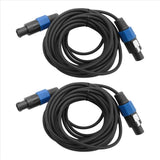 2 Pack 25 Ft Male Speakon to Cables, Professional 12 Gauge AWG Audio Cord DJ Speaker Cable Wire with V1192-AZ-W-22778