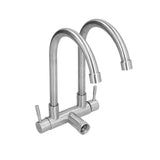G3/4 Double Nozzle Single Cold Faucet 360 Degree Rotating 304 Stainless Steel Basin Tap for Kitchen V1294-YM0523-3112210105711
