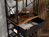 CARLA HOME Freestanding Wine Rack for 20 Bottles with Wood Countertop and Sturdy Metal Frame LSB-36134