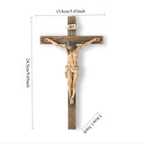 Crucifix Wall Cross,9.6in Resin Wall Art with INRI Sign,Distressed Wood Finish Catholic Home Altar V1369-AZ3-W-14700