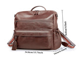 Brown Fashionable Large-Capacity Women's Backpack - Waterproof, Durable, High-Quality PU Leather V1265-263-BROWN4