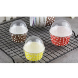 100 Pcs Medium Size Paper Cake Cups with Lid, Dessert Containers for Ice Cream, Yogurt, Mousse V1366-AZ2-W-13238