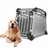 Aluminium Dog Travel Crate 63x68x88cm - Large Pet Car Transport Cage Kennel Box V238-SUPDZ-39646754799696