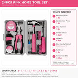 24-Piece Premium Carbon Steel Tool Set High-End Pink Design, Rust-Resistant & Durable, Ergonomic V1232-YJGJB-001
