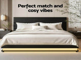 Artiss Bed Frame Queen Size LED Gas Lift Black LUMI BFRAME-E-LUMI-Q-BK-ABC