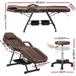 Zenses Massage Table Adjustable Salon Bed Chair 3-Fold Brown MT-CHR-F3-BR-80