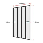 4 Fold Black Folding Bath Shower Screen Door Panel 1000 x 1400mm V63-830171