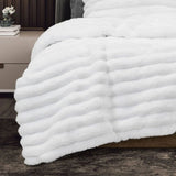 Ardor Jax White Chunky Faux Fur Quilt Cover Set Queen V442-INT-QUILTCS-JAX-WHITE-QS