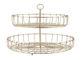 2 Tier Fruit Basket Iron Round Golden Nordic Household Snack Storage Tray for Party Desktop Kitchen V1294-YM0717-3115220084911