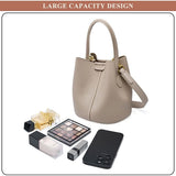 Top Handle Bucket Bag for Women, Genuine Leather Commuter Satchel Handbag Ladies Daily Outdoor V1369-AZ3-W-08163