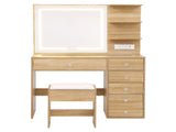 Artiss Dressing Table LED Vanity Desk Set Stool Wood FURNI-L-DRESS07-WD-AB