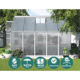 Green Fingers Greenhouse 3x2.5x2.26M Double Doors Aluminium Green House Garden Shed GH-ALU-C-308X250-DOU-AB