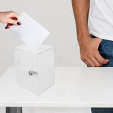Clear Acrylic Donation Box with Slot and Lock, Secure Transparent Collection Box for Charitable V1192-AZ-W-30647