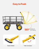 1400 Lbs Steel Garden Cart, Heavy Duty Pullable Garden Yard Cart, 2 in 1 Outdoor Metal Utility V952-ZXHYTCHH1400QIBNMV0