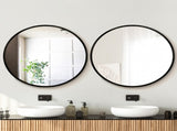 Embellir 2 Wall Mirror Makeup 90cm Home Decor Framed Mirrors Bathroom Round Black MM-E-WALL-ROU-BK-90-X2