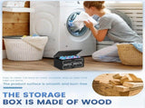 Wooden Dryer Sheet Holder with Lid, Laundry Room Softener Sheet Organizer, Black 7.87 In V1188-MS-721-192