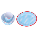3 Piece Set of Salad Tableware Fruit Snack Plate Bowl and Cup Set Salad TablewareLight Blue Dots V1294-YM0523-3118210289912