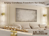 Battery Operated Wall Sconce Set of 2 Brushed Gold 12000mAh Rechargeable Wall Light with Crystal V1171-CB-BOM001624