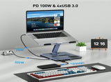 BENFEI 000366GY Laptop Stand with USB C Hub, Multi Function With USB and KVM Switch and 15W Wireless V28-ELEBEN366GY