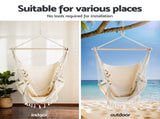 Gardeon Hammock Hanging Chair with Steel Stand HM-CHAIR-TASSEL-CREAM-A