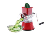 Manual Rotary Drum Grater Stainless Steel Cheese Grater Vegetables Cutter Slicing Tool Shredder Red V1294-YM0727-JY16340-01